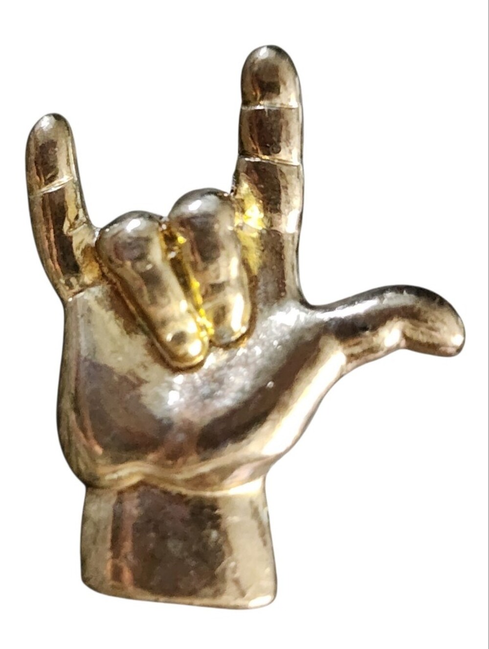 Vintage Goldtone Hand Pin ASL I Love You